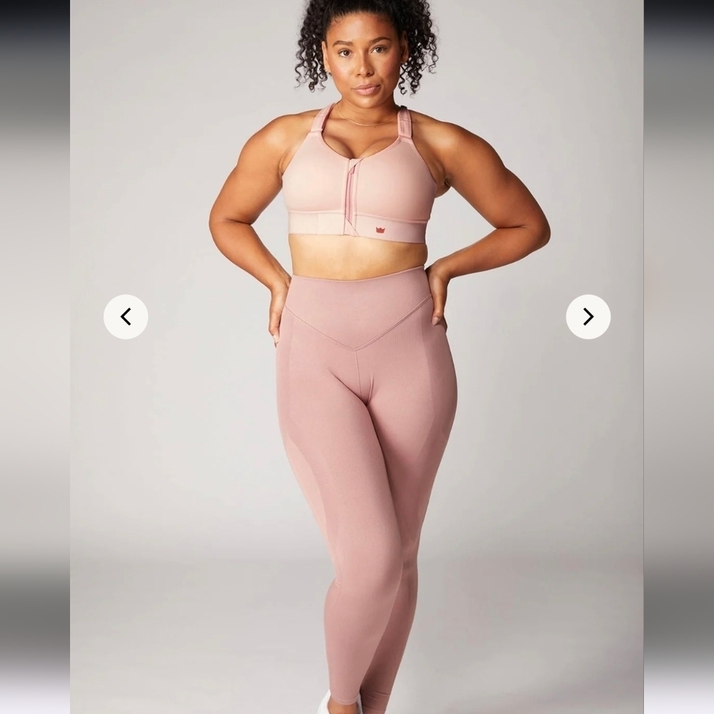 SHEFIT Seamless Leggings V-Waist  Color Chestnut/Rose Gold 4 Way Stretch Lg